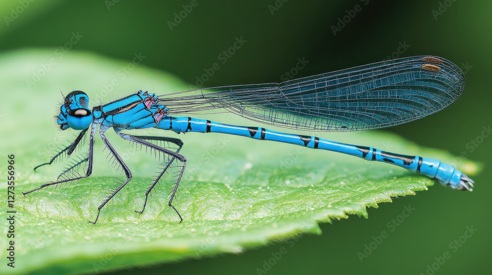 A close-up of a dragonfly resting on a leaf A close-up of a dragonfly resting on a leaf