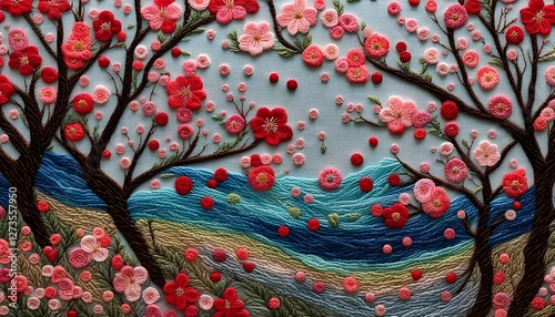 Beautiful Spring Blossom Embroidery Art
