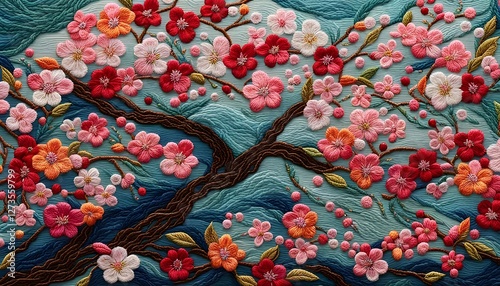Beautiful Spring Blossom Embroidery Art