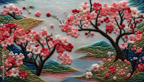 Beautiful Spring Blossom Embroidery Art