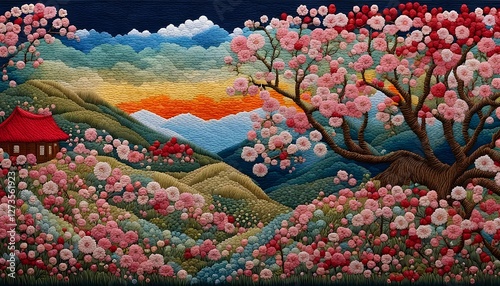 Beautiful Spring Blossom Embroidery Art