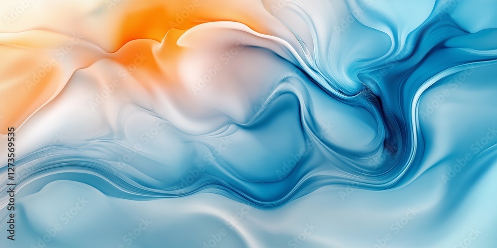 Naklejka premium Abstract background showcasing fluid milk and white liquid swirls with smooth gradients and gentle motion to create a serene visual experience