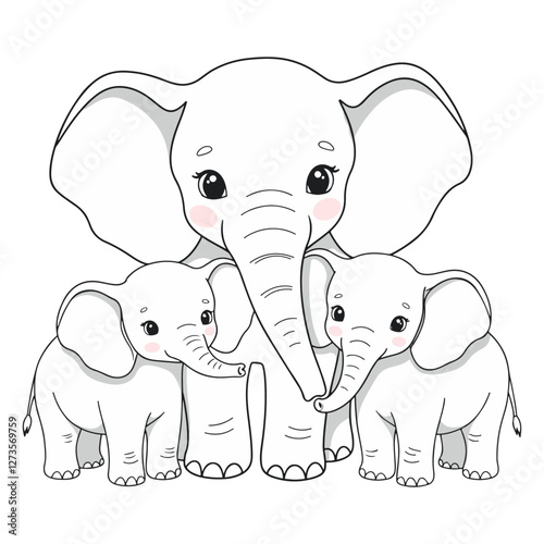 Cute Elephnat Family