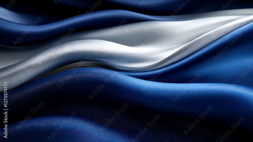Obraz premium Abstract Blue and White Draped Fabric Waves