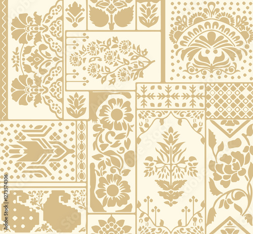 Ikat abstract pattern. Illustration ikat blue watercolor abstract floral paisley seamless pattern. Ikat abstract pattern use for fabric, textile, home decoration elements, upholstery, wrapping,