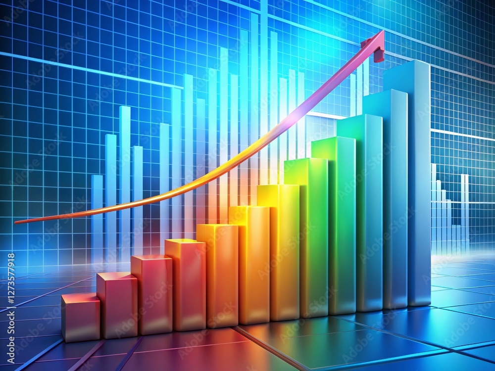 Business Data Analysis: Colorful Bar Graph Chart Showing Growth and Success Business Data Analysis: Colorful Bar Graph Chart Showing Growth and Success