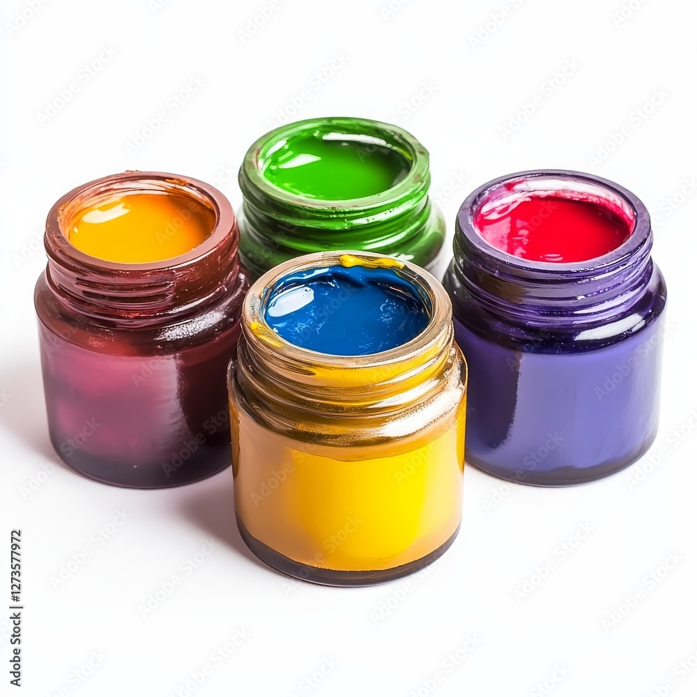 Colorful Creativity: A Collection of Vibrant Paint Jars Ready for Artistic Expression and Projects Colorful Creativity: A Collection of Vibrant Paint Jars Ready for Artistic Expression and Projects