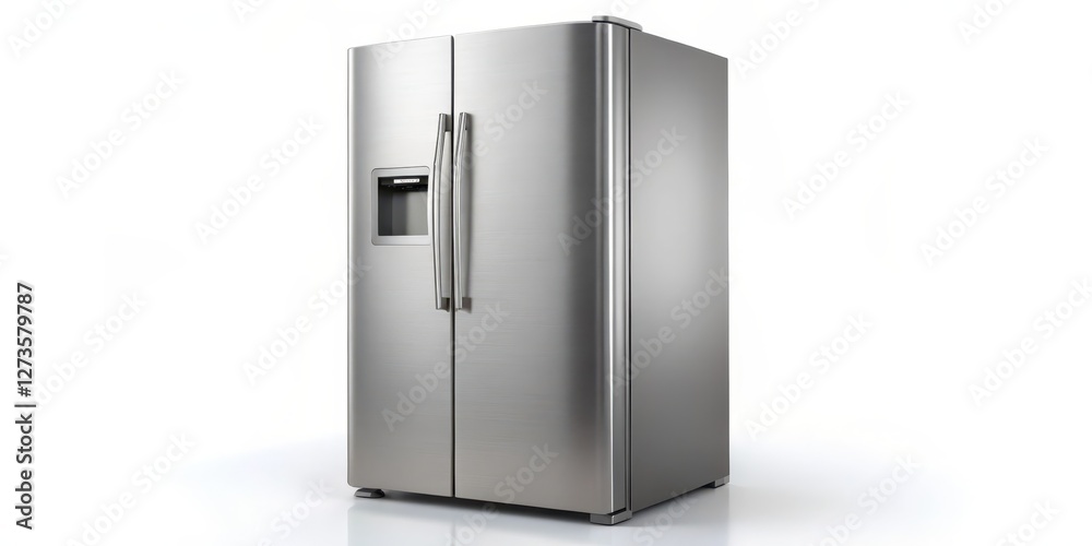 Stainless Steel Refrigerator on White Background Stainless Steel Refrigerator on White Background