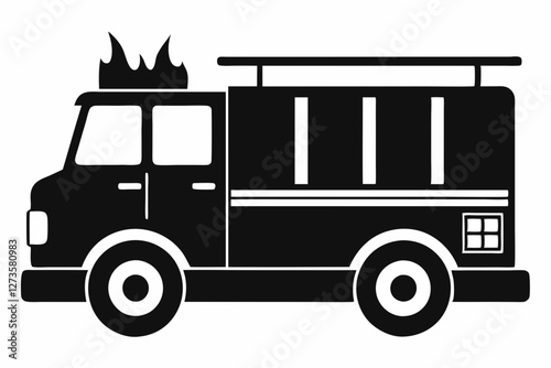 Modern Fire Truck Line Illustration