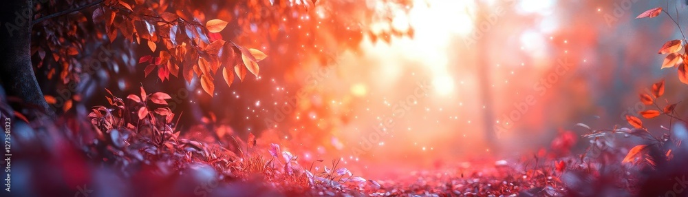 Autumn forest with glowing AR leaf identification overlay, vibrant colors, soft natural lighting, serene atmosphere, photorealistic Autumn forest with glowing AR leaf identification overlay, vibrant colors, soft natural lighting, serene atmosphere, photorealistic