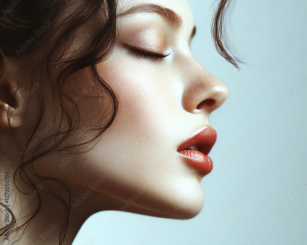 Elegant profile portrait highlighting beauty and serenity. Elegant profile portrait highlighting beauty and serenity.