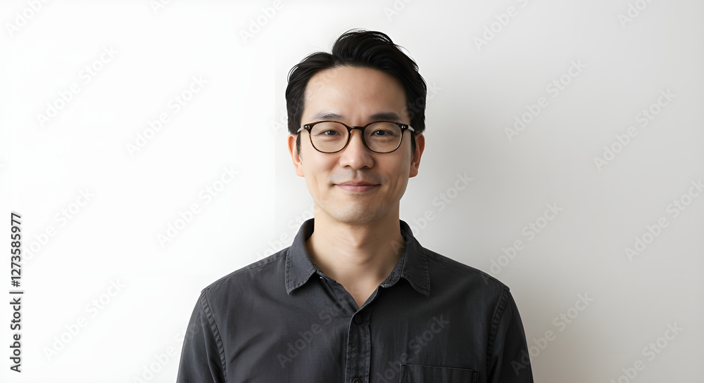 Handsome Smiling Young Man in White Shirt and Glasses Against Vibrant White Background
Handsome Smiling Young Man in White Shirt and Glasses Against Vibrant White Background