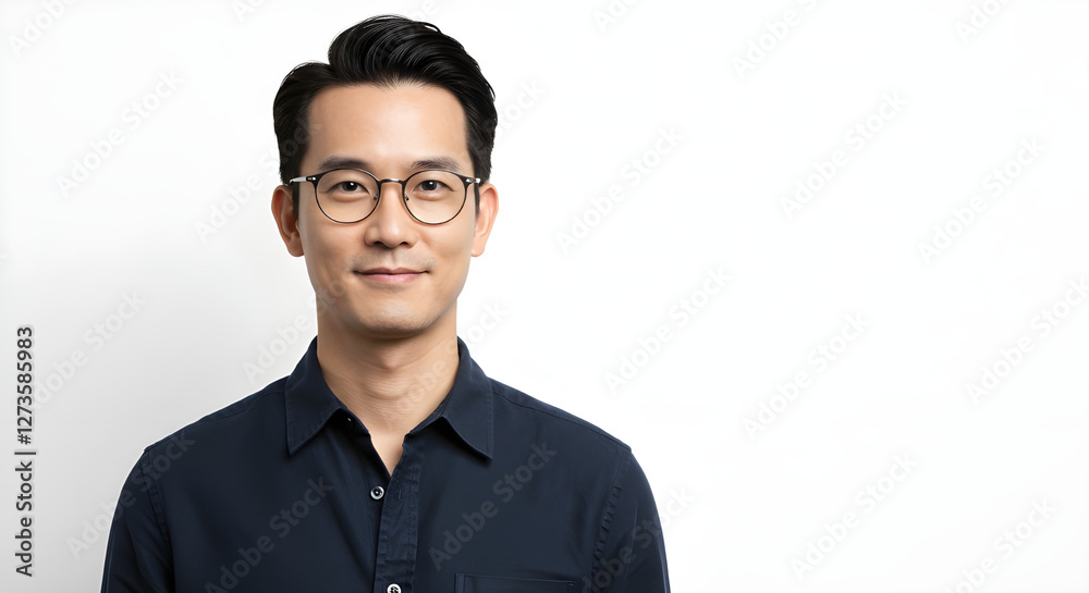 Handsome Smiling Young Man in White Shirt and Glasses Against Vibrant White Background
Handsome Smiling Young Man in White Shirt and Glasses Against Vibrant White Background