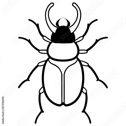 Minimalist Dung Stag Beetle Line Art Vector