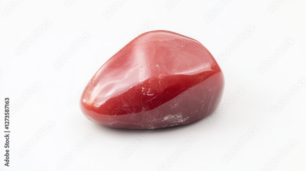 Red stone with smooth surface on white Red stone with smooth surface on white
