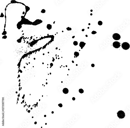 Grunge Hand Drawn Ink Blots and Drops Pattern