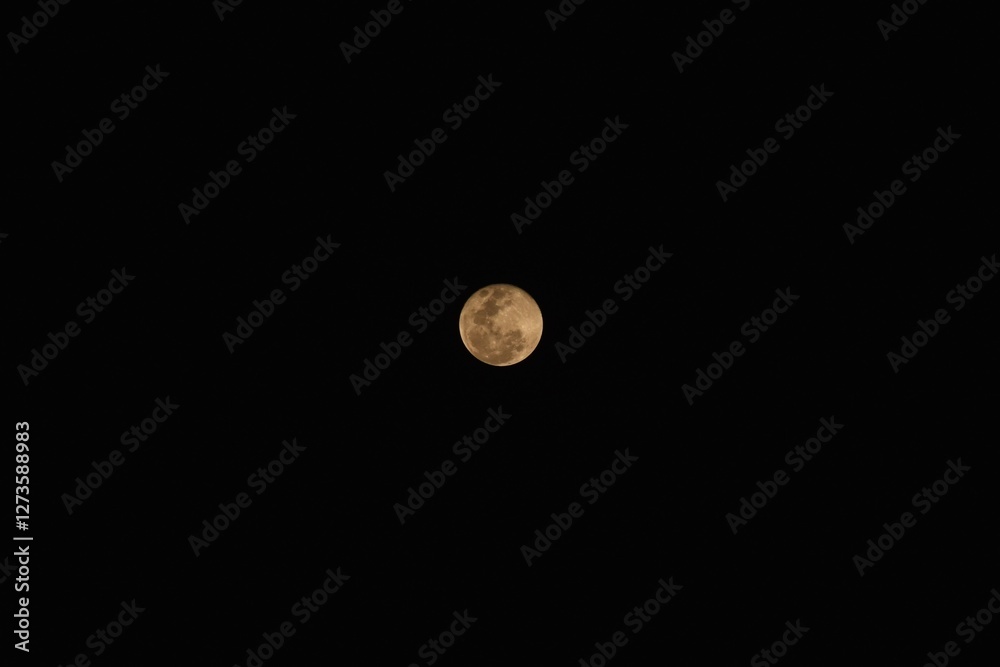 bright yellow full moon floating on sky in night background bright yellow full moon floating on sky in night background