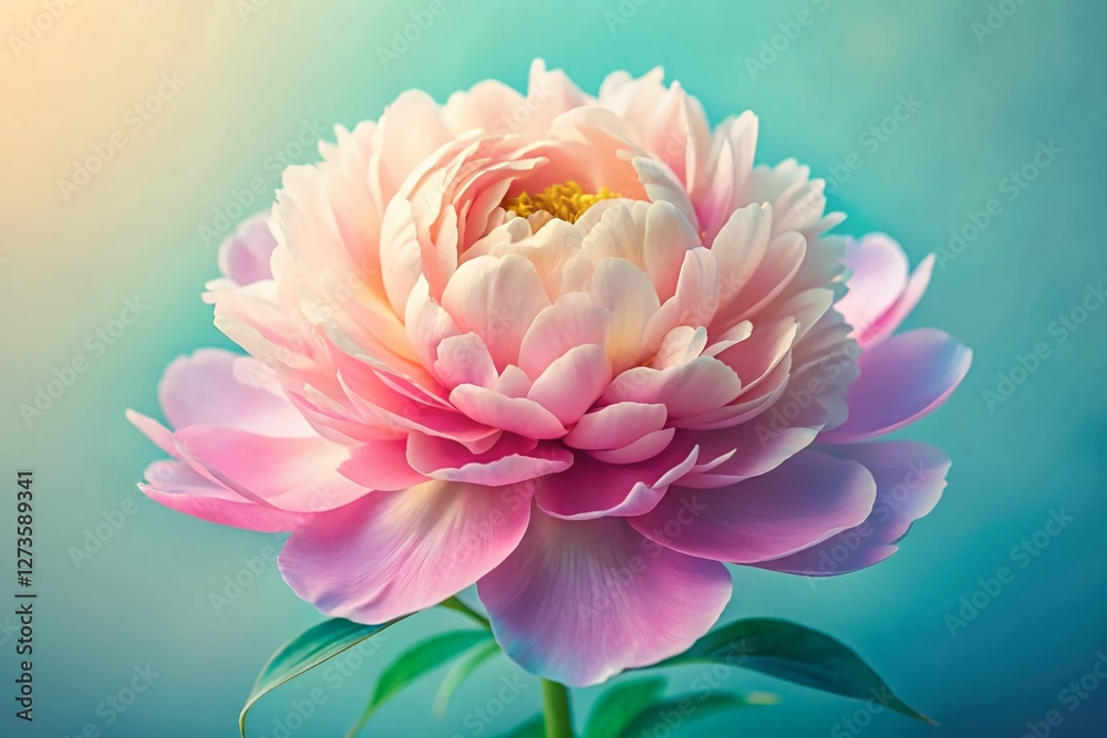 Close-up Pastel Peony Flower Bloom, Delicate Pink Petals, Soft Background Close-up Pastel Peony Flower Bloom, Delicate Pink Petals, Soft Background