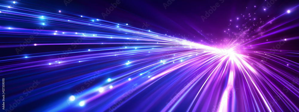Fototapeta premium Abstract purple and blue background with glowing network connections, data transfer concept 