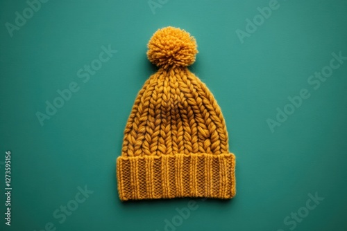 Wallpaper Mural Knitted golden yellow beanie hat with a pom pom Torontodigital.ca