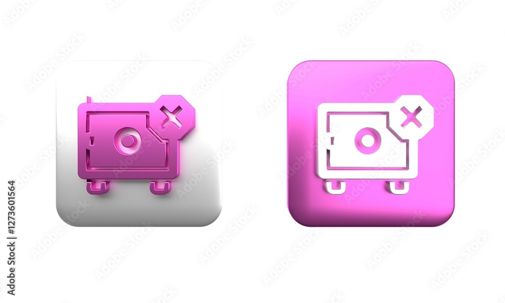 Colorful Safe icon isolated on white background. The door safe a bank vault with a combination lock. Reliable Data Protection. Square button. 3D render illustration Colorful Safe icon isolated on white background. The door safe a bank vault with a combination lock. Reliable Data Protection. Square button. 3D render illustration