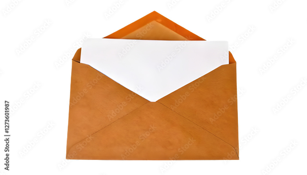 Brown envelope with blank notecard isolated on clear png background Brown envelope with blank notecard isolated on clear png background
