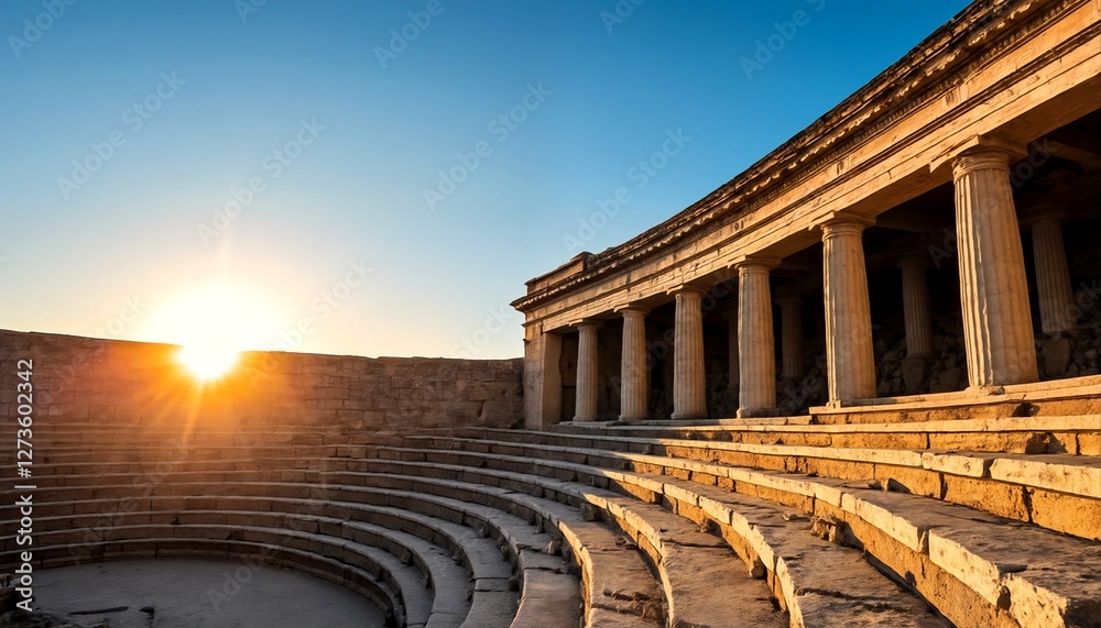 Obraz premium Ancient Greek Ruins at Sunset.