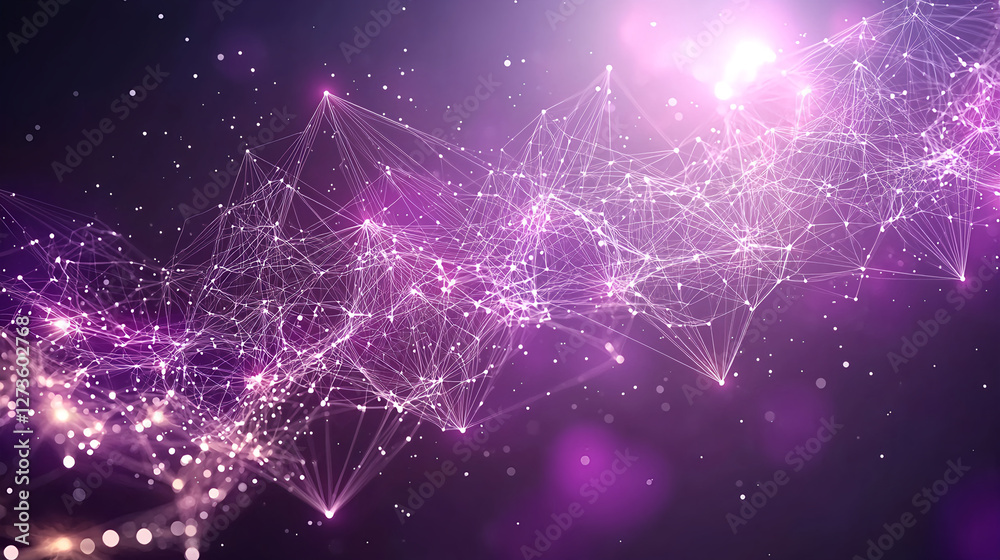 Abstract digital network with glowing connections and particles Abstract digital network with glowing connections and particles