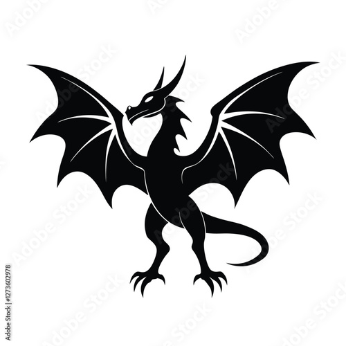 Dragon with Spread wings Vector Illustration 