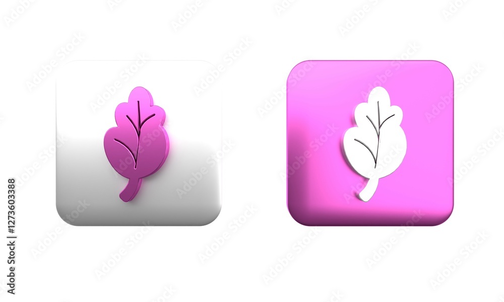 Obraz premium Colorful Korean food kimchi, cabbage icon isolated on white background. Square button. 3D render illustration