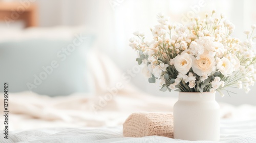 Elegant White Floral Bouquet in Cozy Bedroom Setting