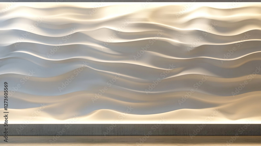 Obraz premium White Waves: A Study of Light and Texture Abstract White Wavy Lines and Shapes, Minimalist Modern Design