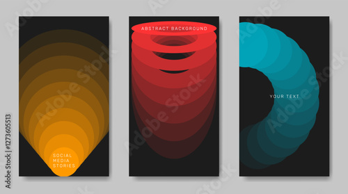 A set of abstract, gradient backgrounds with geometric elements.