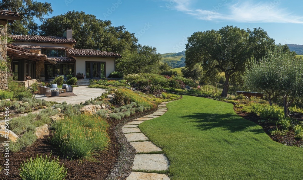Luxurious home with a beautiful expansive garden. Luxurious home with a beautiful expansive garden.