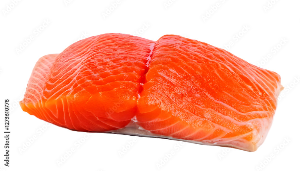 Two salmon fillets isolated on clear png background Two salmon fillets isolated on clear png background