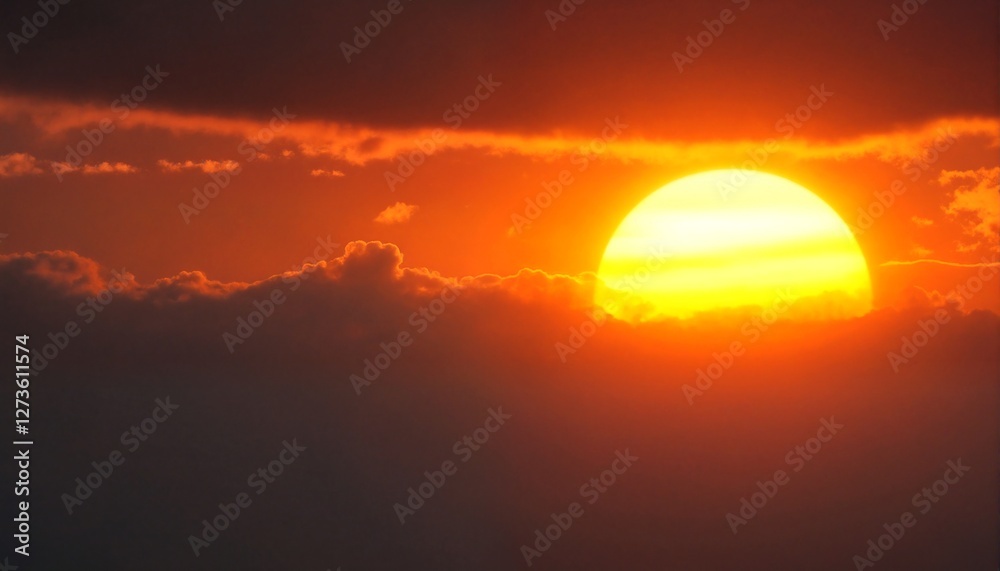The sun peeks through dark clouds at dawn. The sun peeks through dark clouds at dawn.