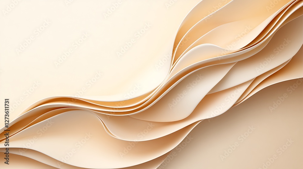 Obraz premium Abstract Beige Paper Waves Flowing Design