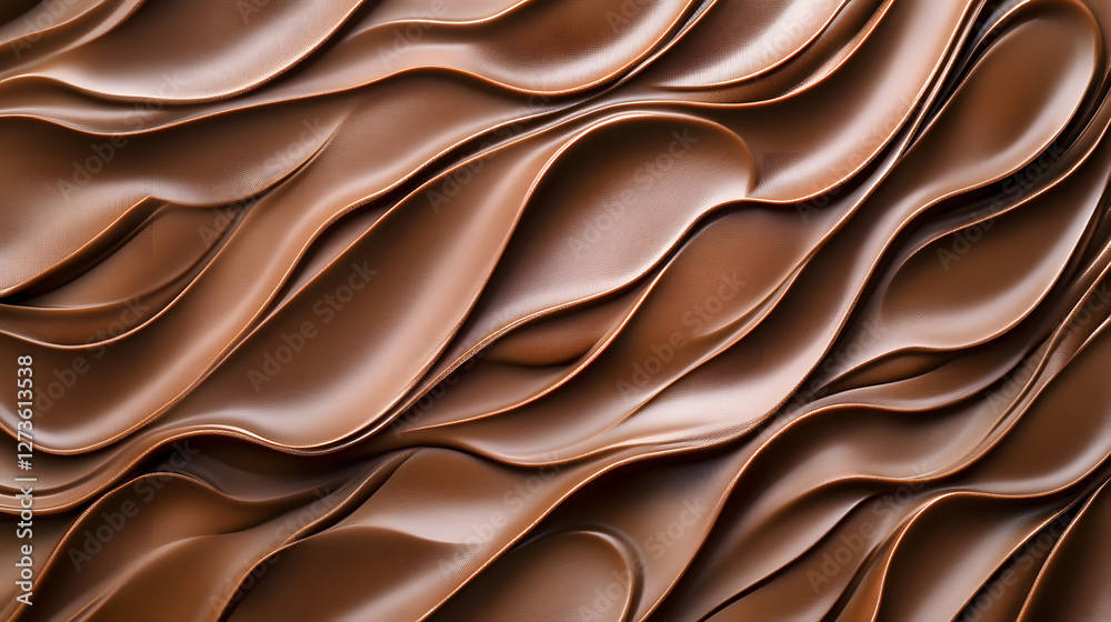 Fototapeta premium A background with waves of chocolate, creating an abstract and elegant design 