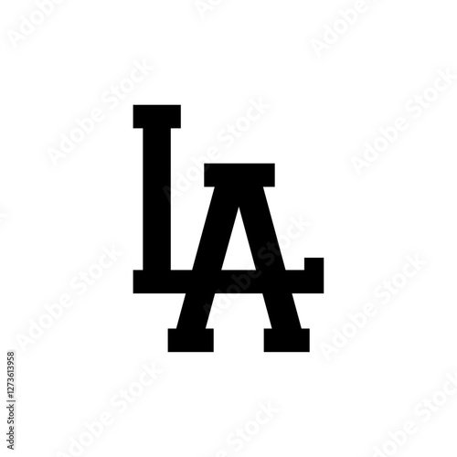 LA Retro Merged Intertwined Letters Logo on White Background – California Text Illustration Vector photo