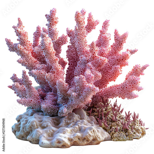 Fototapeta Naklejka Na Ścianę i Meble -  Vibrant coral reef structure isolated on transparent background 