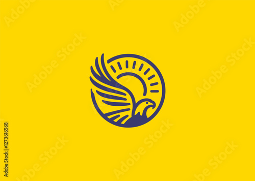 A powerful eagle and sun logo symbolizing freedom, vision, and strength with a dynamic composition.