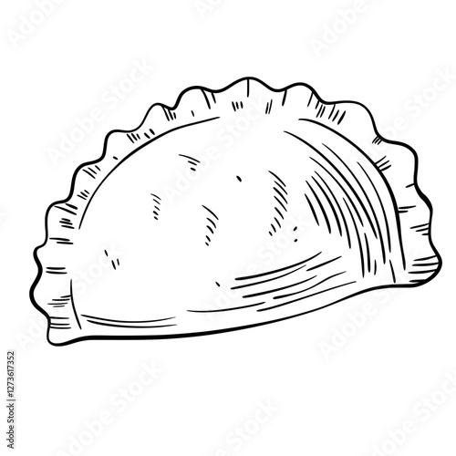 Curry Puff Doodle Outline Hand drawing