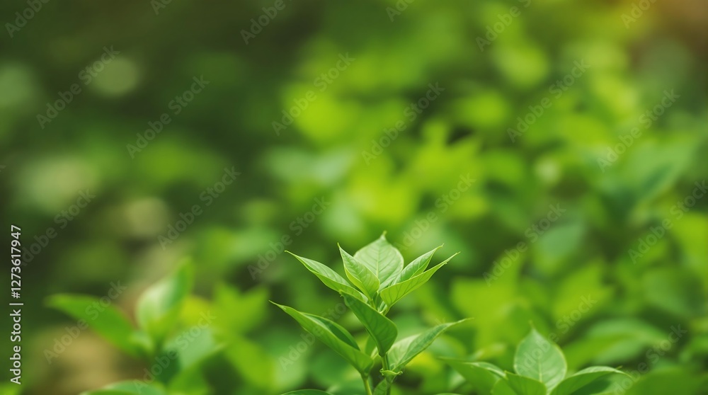 Bright Green Leaves with Soft Background in Natural Lighting, generator AI Bright Green Leaves with Soft Background in Natural Lighting, generator AI