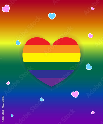 LGBT rainbow, transgender flag during pride month celebration against violence, discrimination, human rights violation. LGBTQ banner template. Equality and self-affirmation. Hearts vector illustration