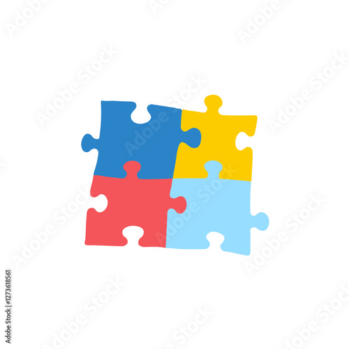 2 April world Autism Awareness Day colorful Puzzle icon.