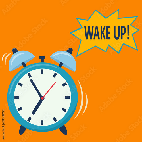 Alarm clock. Loud signal to wake up in the morning from bed. Getting up in the morning or waking up. Vector illustration