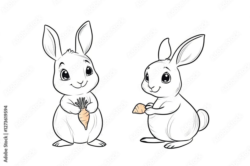 Fototapeta premium Baby kangaroo peeking out of its pouch, holding a tiny carrot.