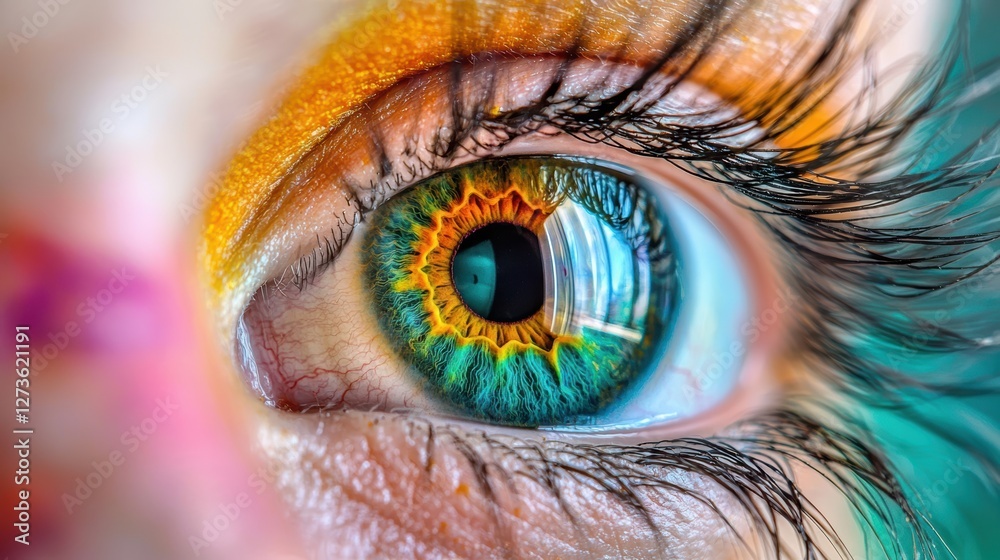 Obraz premium Vibrant AI-generated eye, close-up detail.