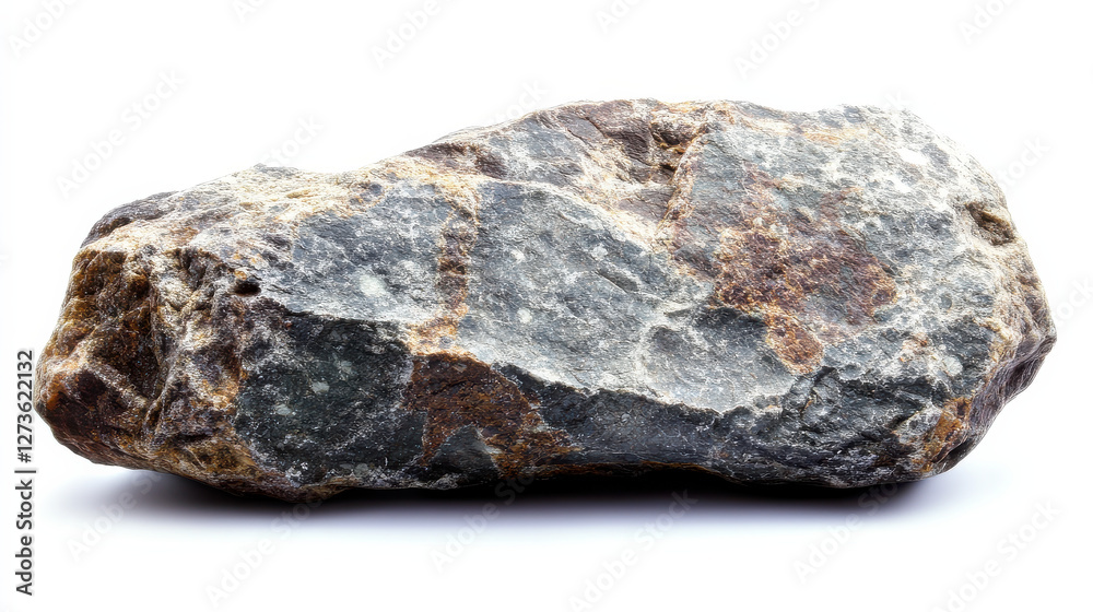 Fototapeta premium A weathered, asymmetrical stone with rough, uneven surfaces