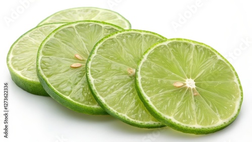 Sliced Limes on White Background